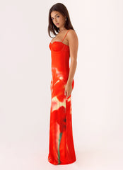 Vamonos Maxi Dress - Fire Petal