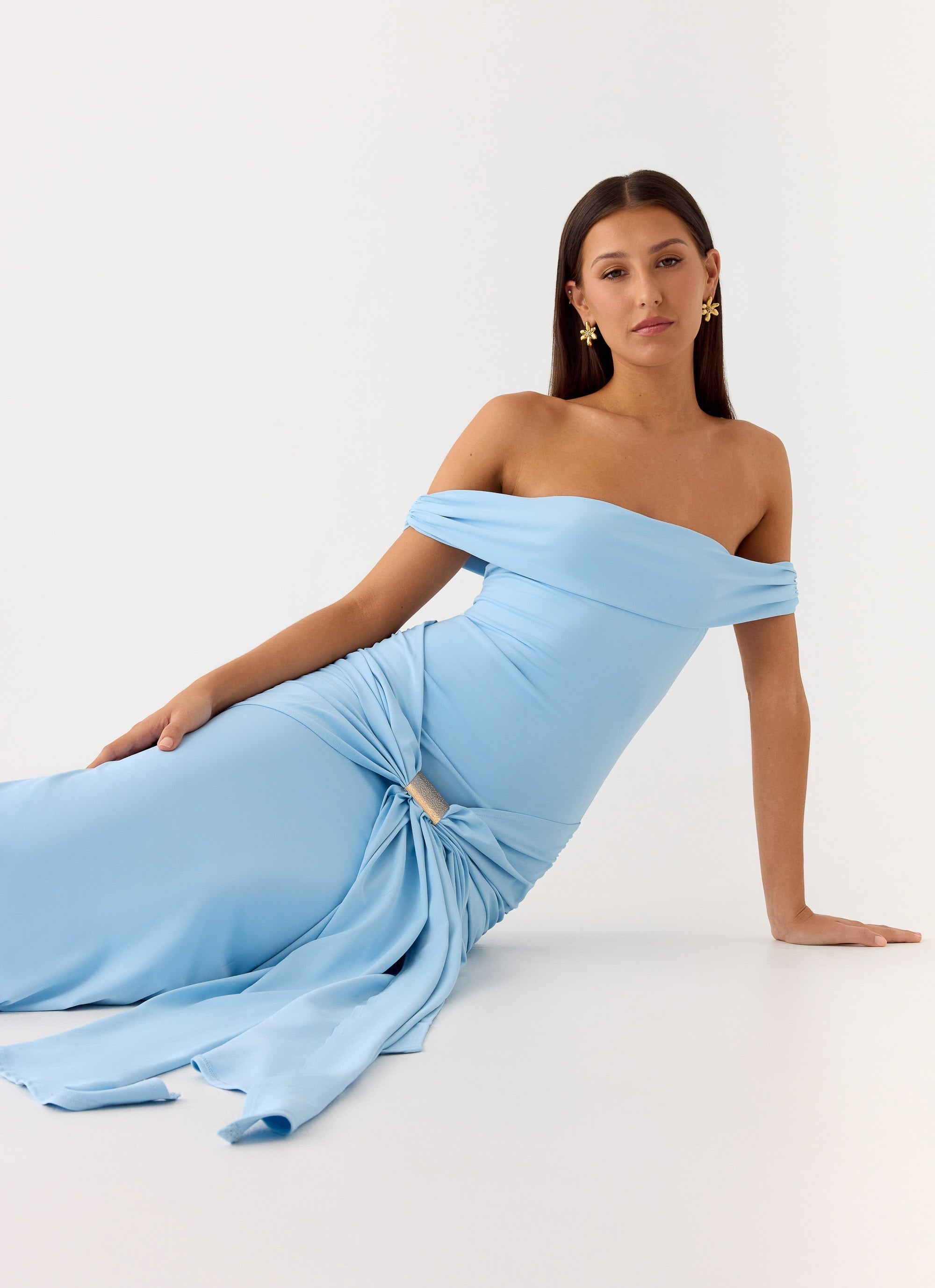 Vee Bardot Maxi Dress - Blue