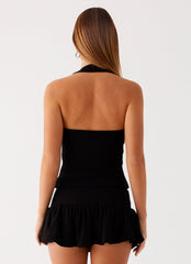 Vegas Nights Halter Neck Top - Black