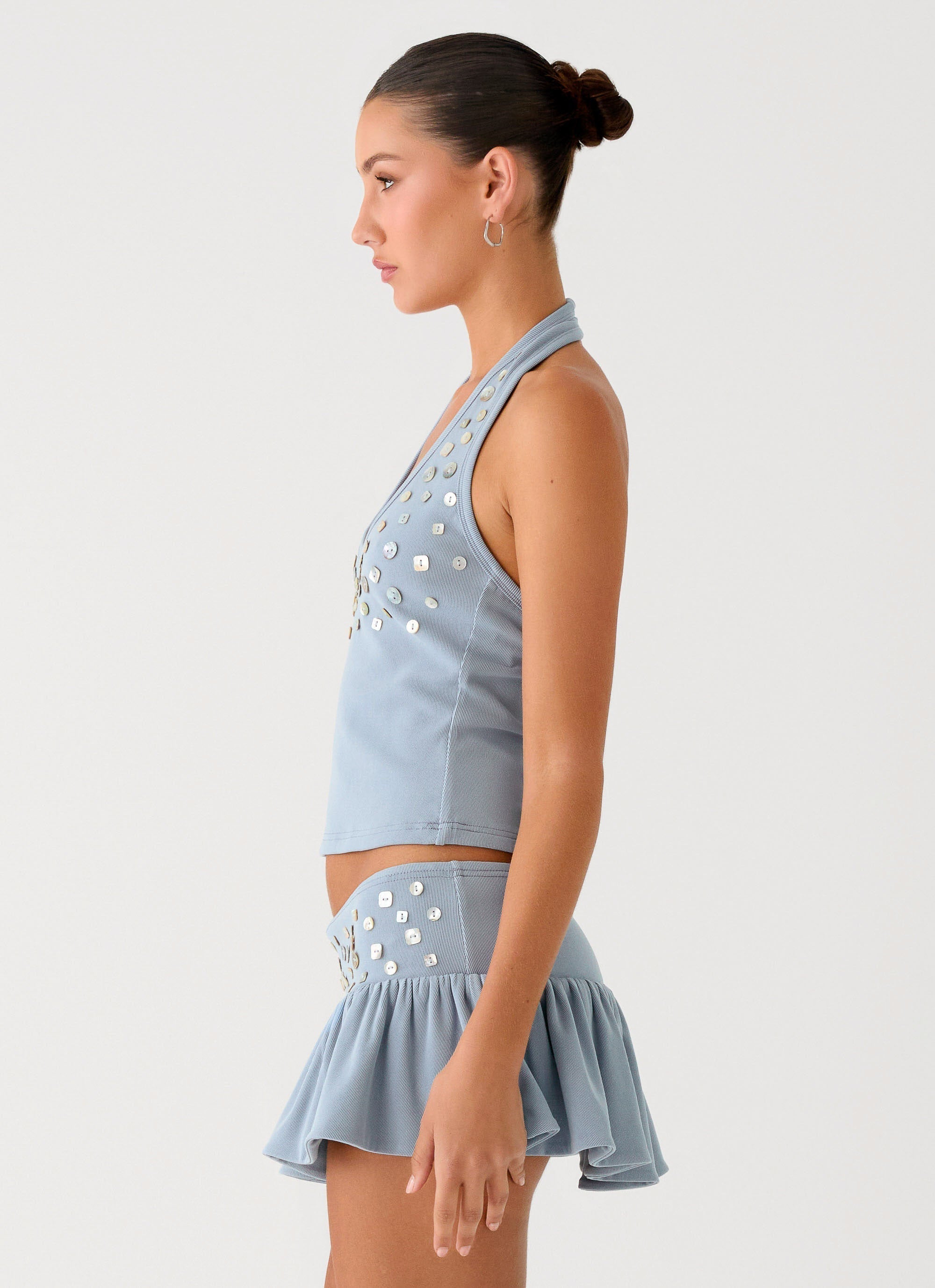 Vegas Nights Halter Neck Top - Blue