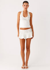 Vegas Nights Halter Neck Top - White