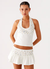 Vegas Nights Low Rise Skort - White