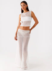Velli Crochet Maxi Skirt - White