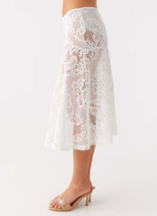 Virelle Lace Midi Skirt - Ivory