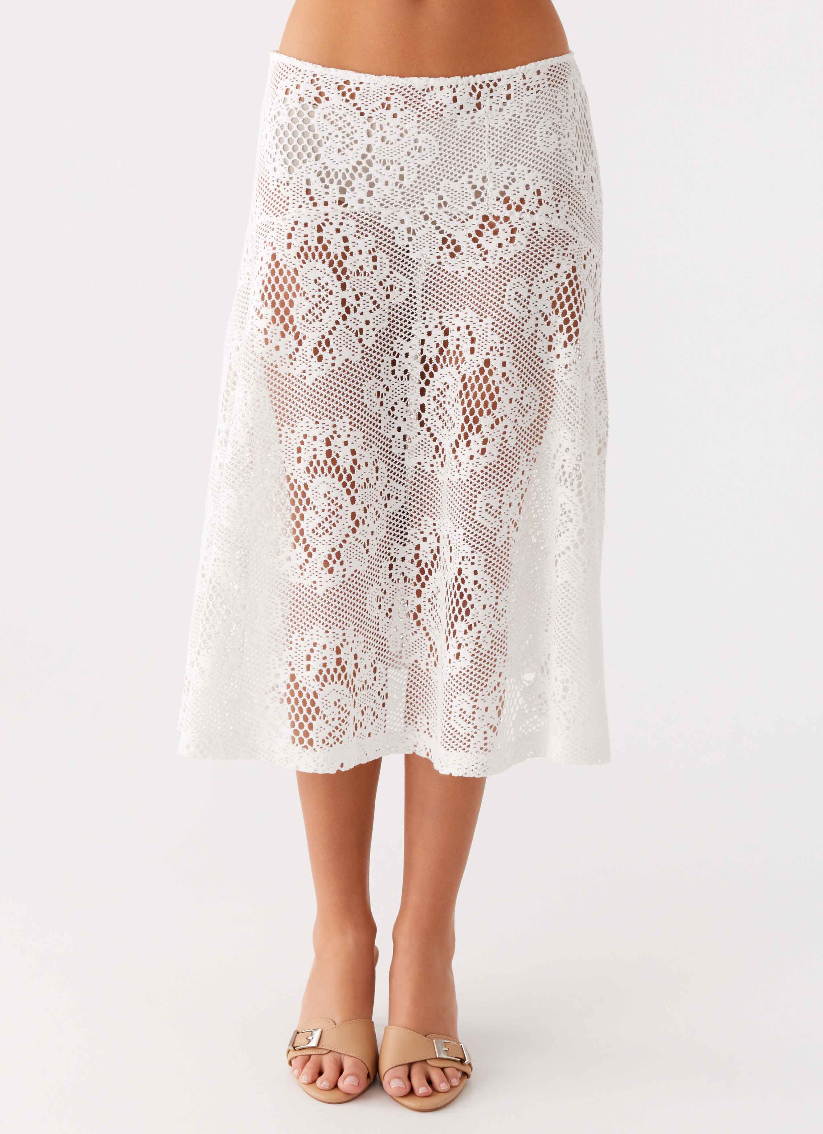 Virelle Lace Midi Skirt - Ivory