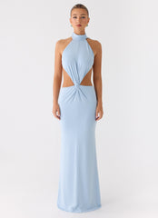 Warning Signs Maxi Dress - Blue
