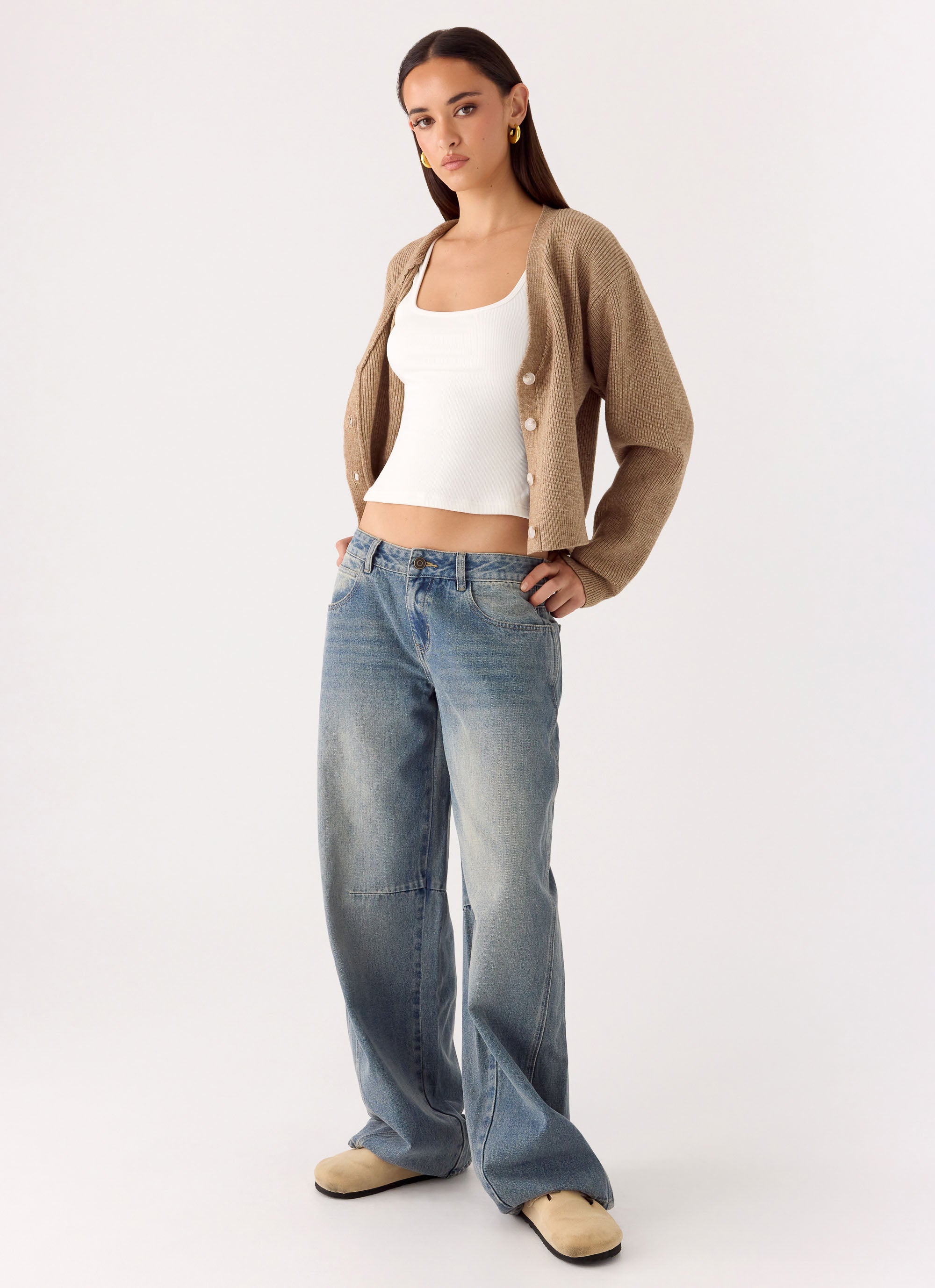 Waylon Low Rise Jeans - Mid Wash Blue
