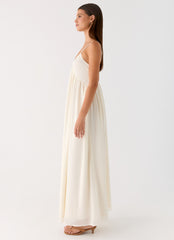 Whisperlight Chiffon Scooped Neck Maxi Dress - White