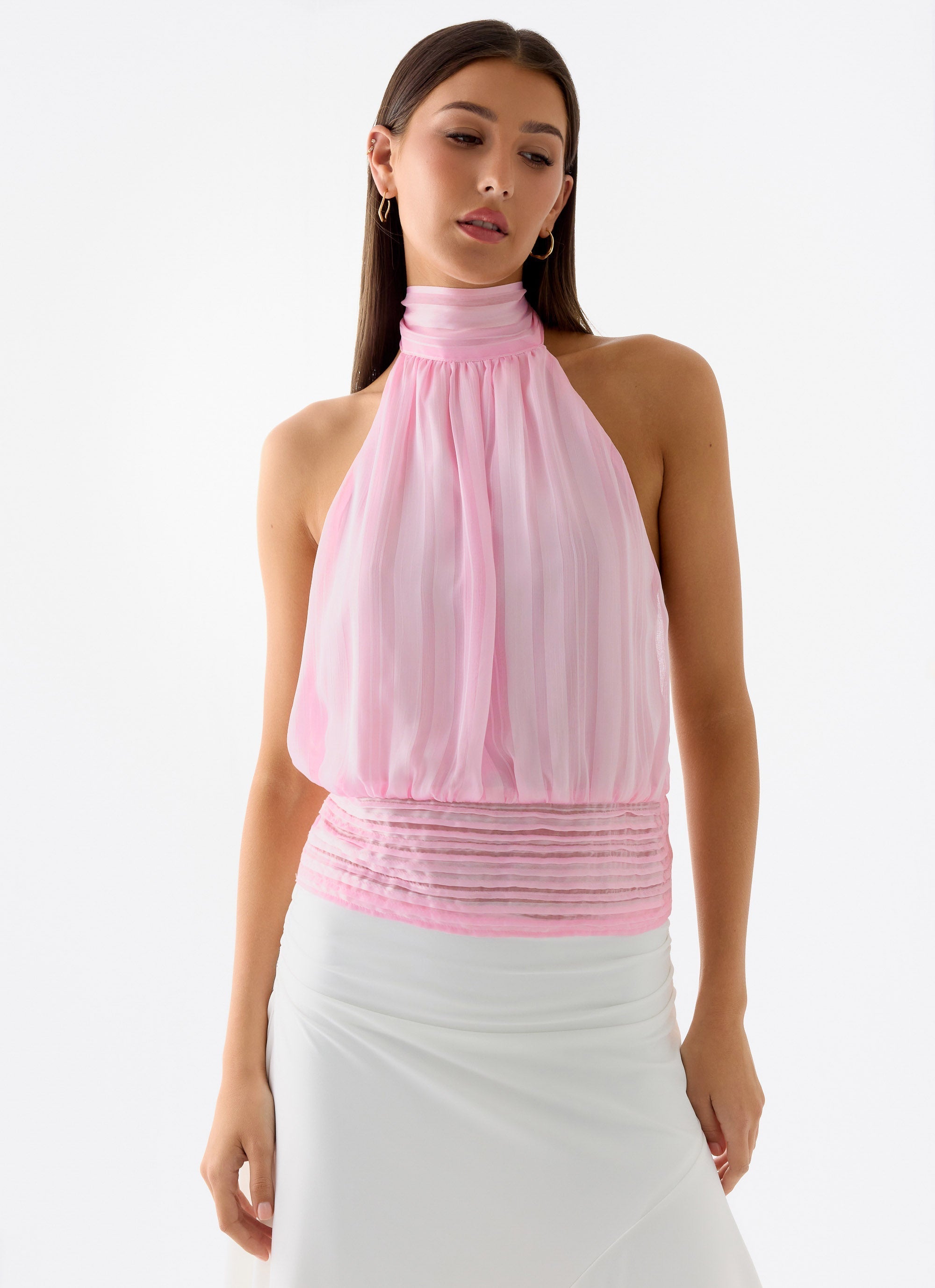 Willow Chiffon Top - Baby Pink