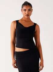 Wonderlust Cowl Top - Black