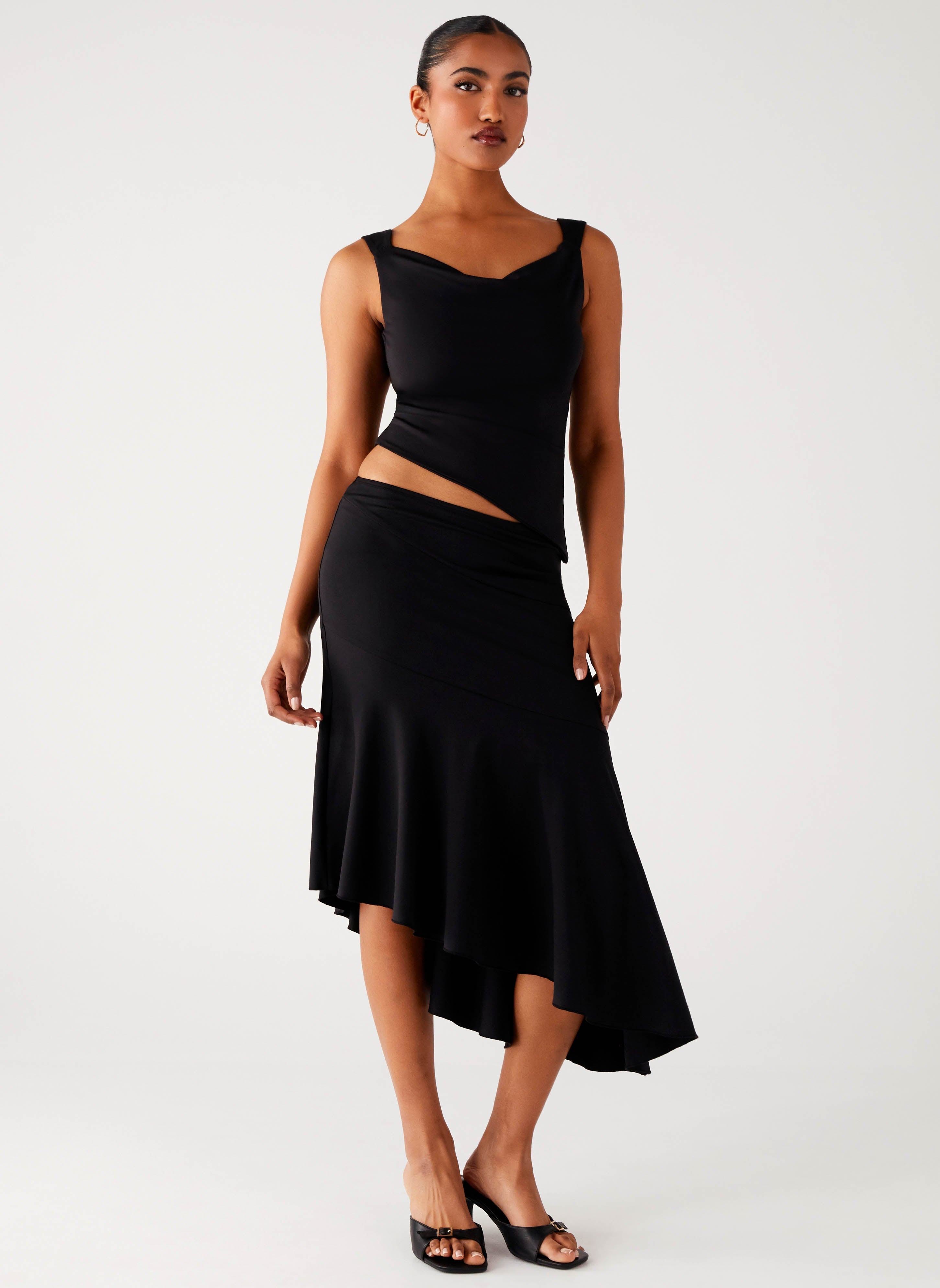 Wonderlust Cowl Top - Black