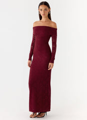 Yours Always Lace Maxi Dress - Merlot