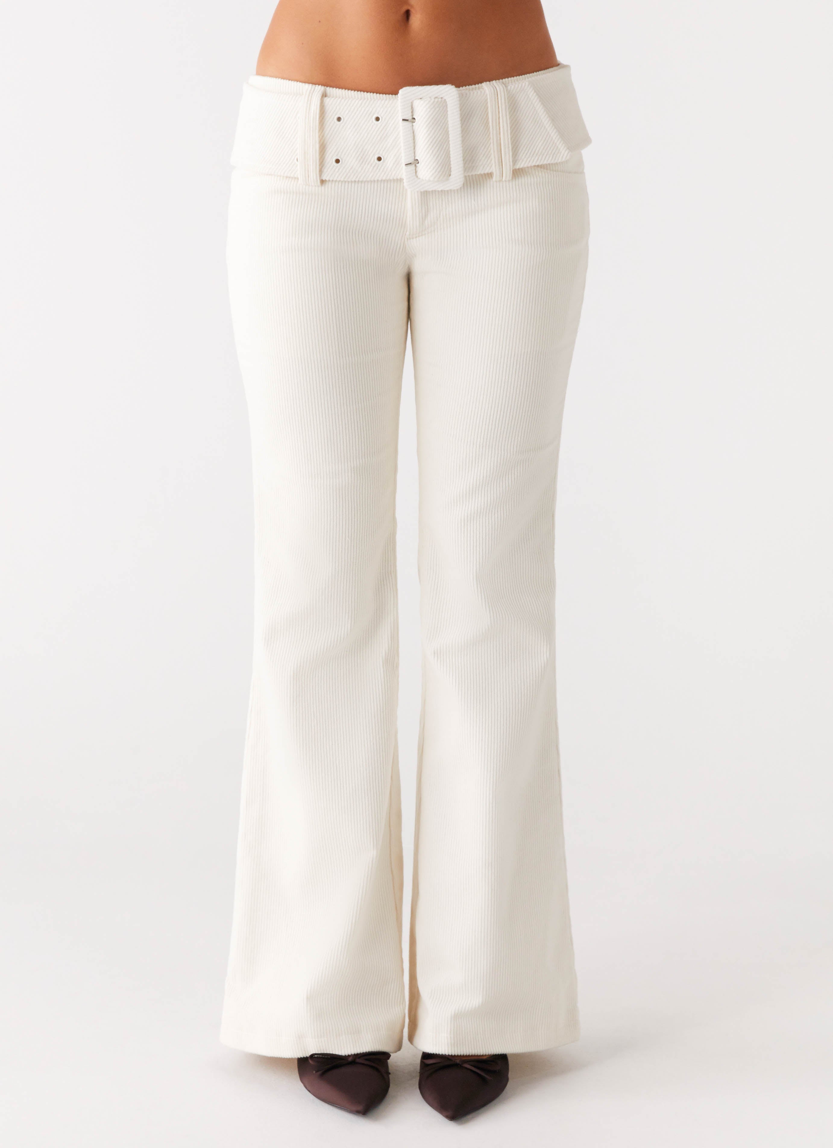 Zadie Low Rise Cord Jeans - Pearl