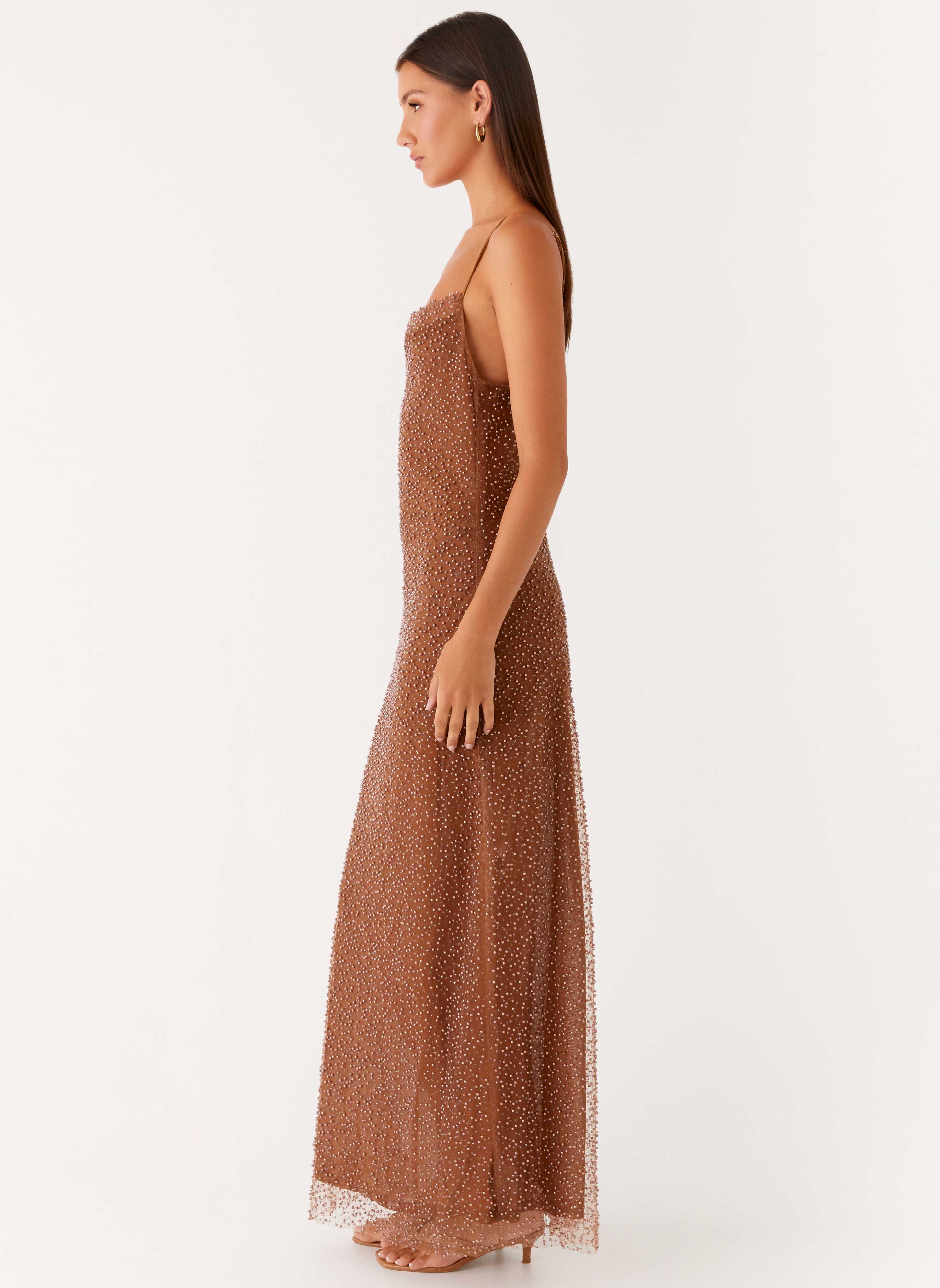 Zuella Beaded Maxi Dress - Chocolate